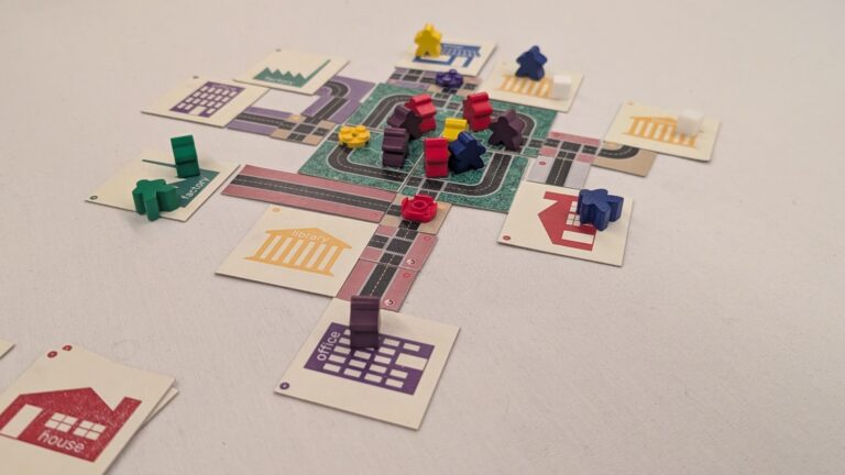Meeple Run game tiles from a playtest